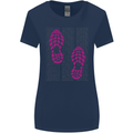 Rise & Run Running Cross Country Marathon Runner Womens Wider Cut T-Shirt Navy Blue