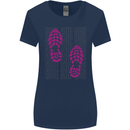Rise & Run Running Cross Country Marathon Runner Womens Wider Cut T-Shirt Navy Blue