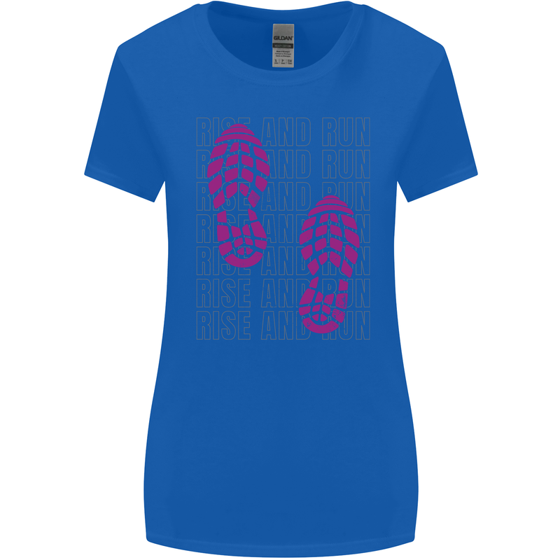 Rise & Run Running Cross Country Marathon Runner Womens Wider Cut T-Shirt Royal Blue