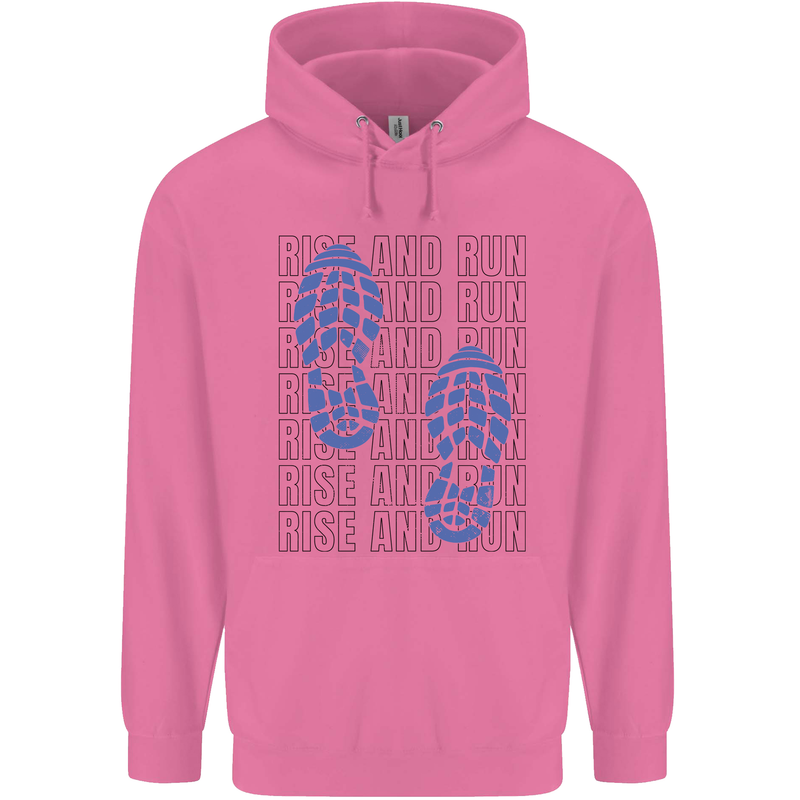 Rise & Run Running Marathon Cross Country Runner Childrens Kids Hoodie Azalea