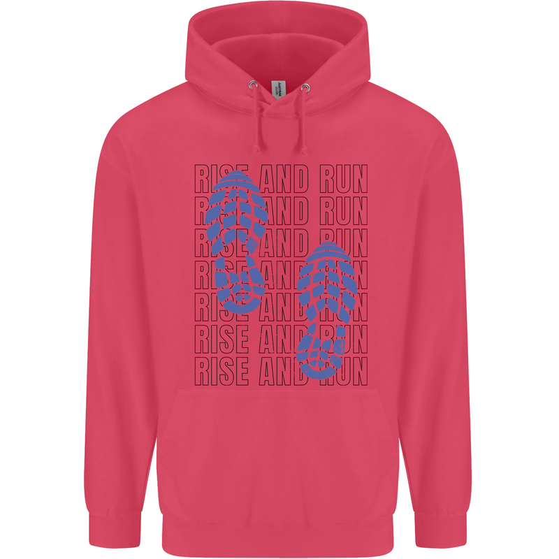 Rise & Run Running Marathon Cross Country Runner Childrens Kids Hoodie Heliconia