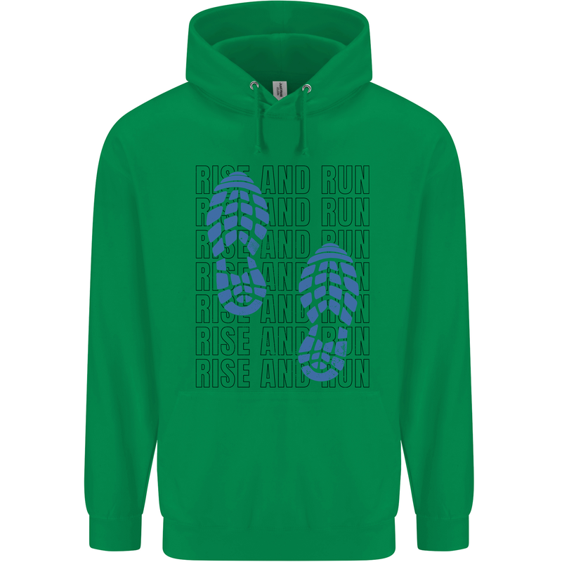 Rise & Run Running Marathon Cross Country Runner Childrens Kids Hoodie Irish Green