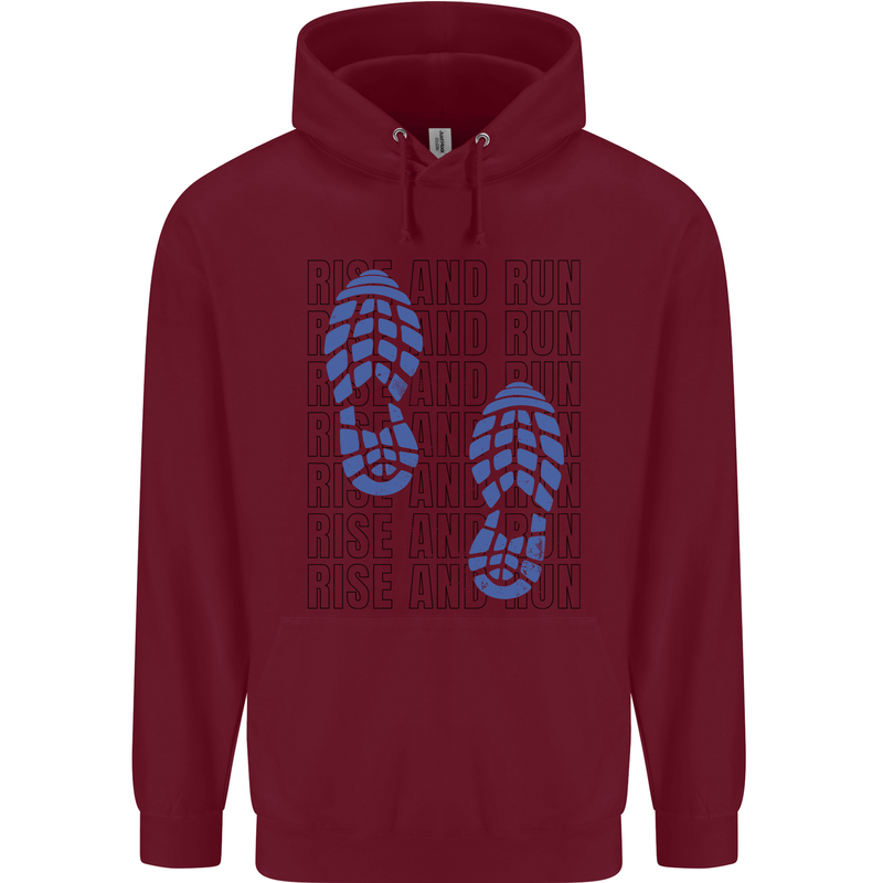 Rise & Run Running Marathon Cross Country Runner Childrens Kids Hoodie Maroon