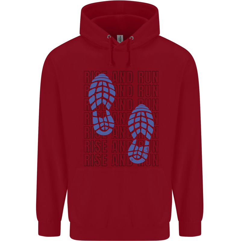 Rise & Run Running Marathon Cross Country Runner Childrens Kids Hoodie Red