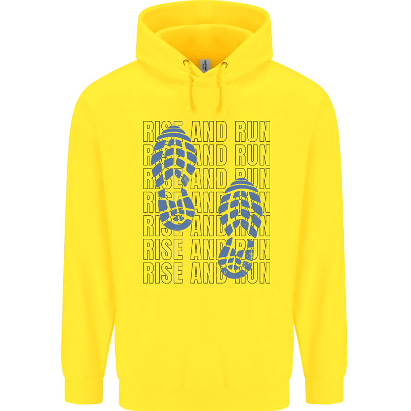 Rise & Run Running Marathon Cross Country Runner Childrens Kids Hoodie Yellow