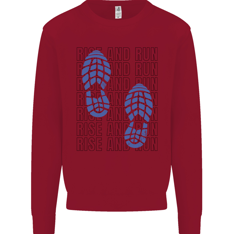 Rise & Run Running Marathon Cross Country Runner Kids Sweatshirt Jumper Red