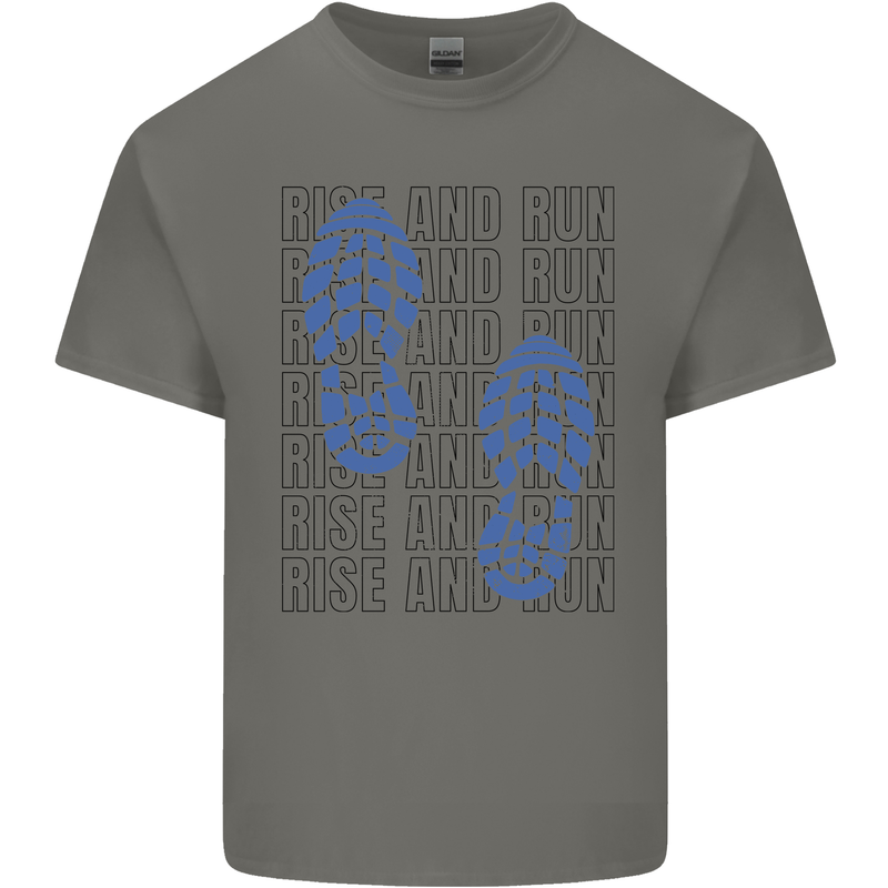 Rise & Run Running Marathon Cross Country Runner Kids T-Shirt Childrens Charcoal