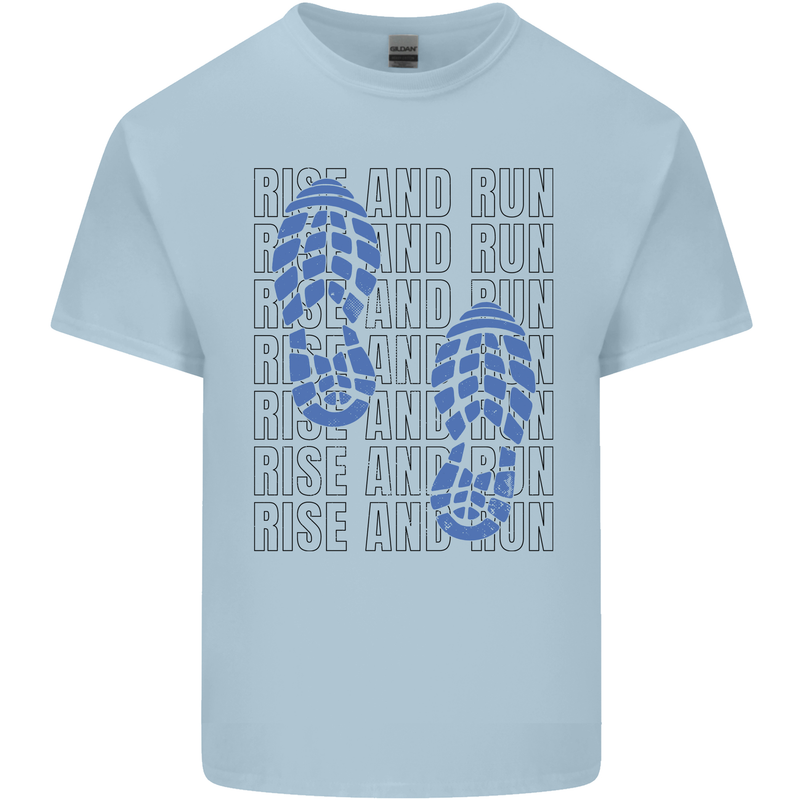 Rise & Run Running Marathon Cross Country Runner Kids T-Shirt Childrens Light Blue