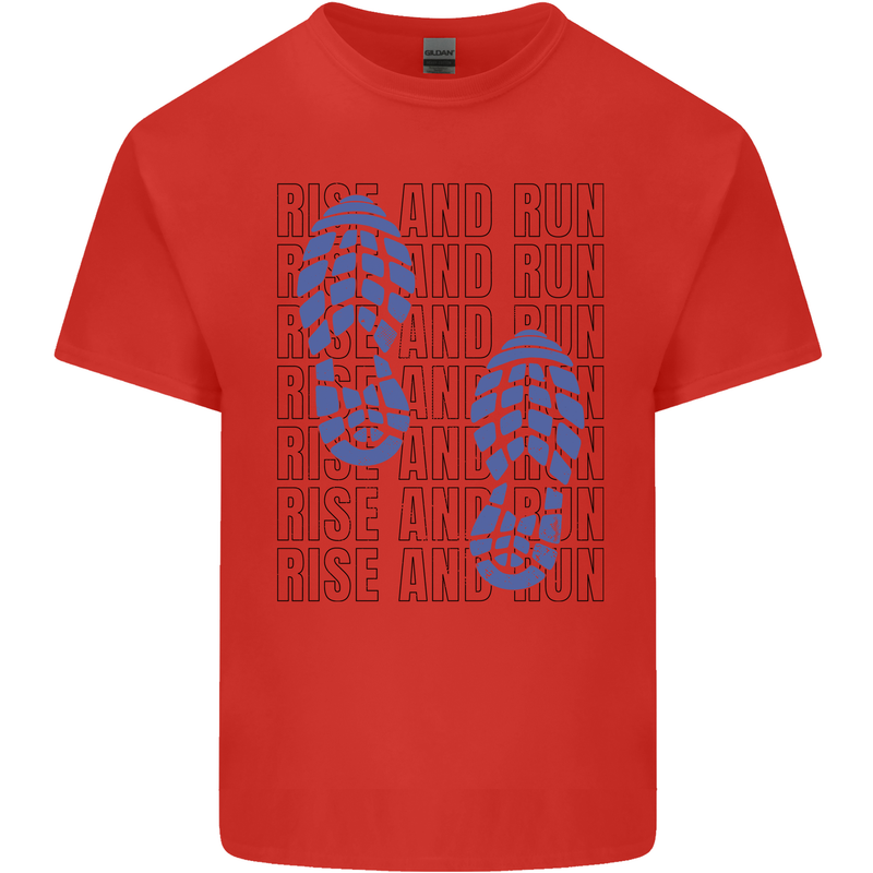 Rise & Run Running Marathon Cross Country Runner Kids T-Shirt Childrens Red