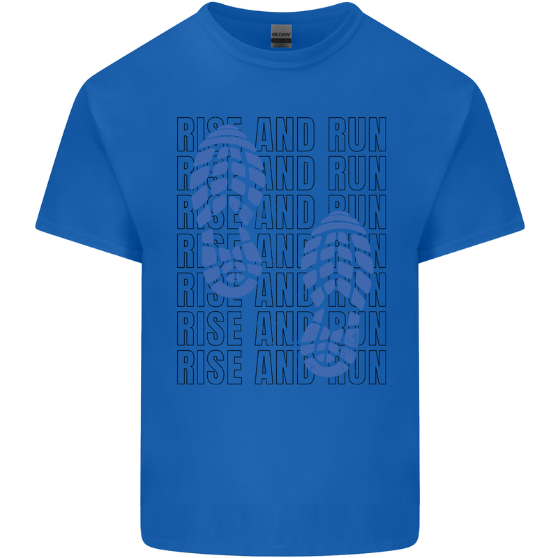 Rise & Run Running Marathon Cross Country Runner Kids T-Shirt Childrens Royal Blue