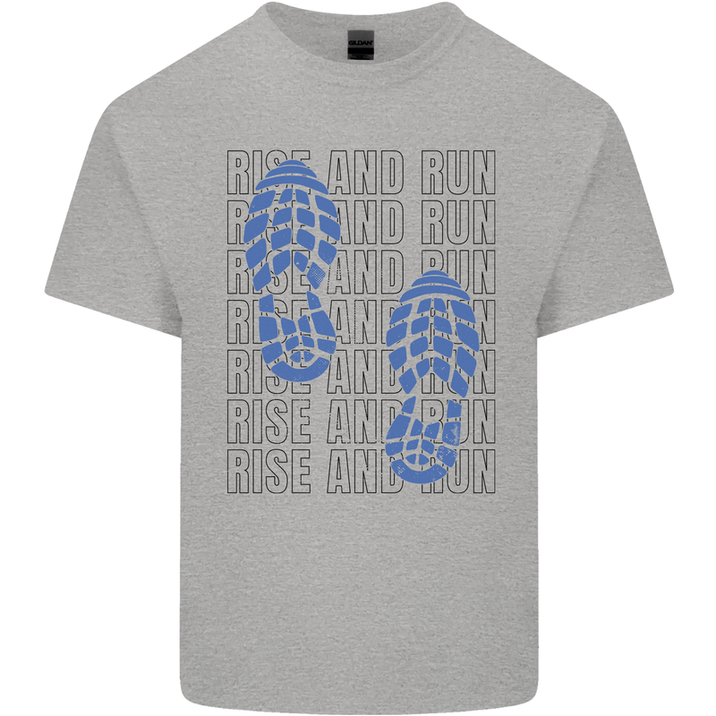 Rise & Run Running Marathon Cross Country Runner Kids T-Shirt Childrens Sports Grey