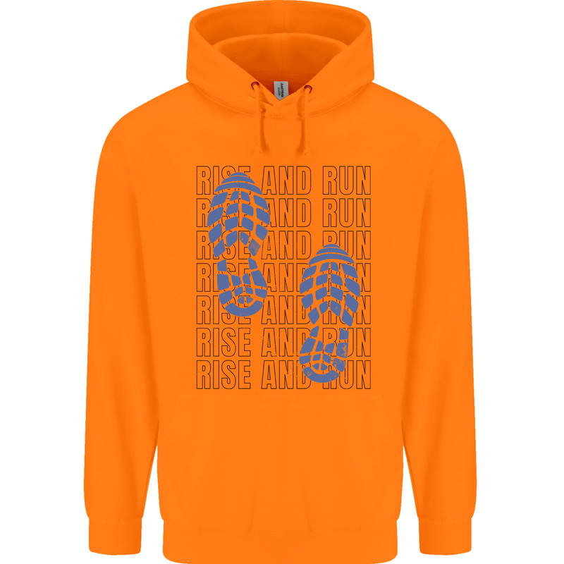Rise & Run Running Marathon Cross Country Runner Mens 80% Cotton Hoodie Orange