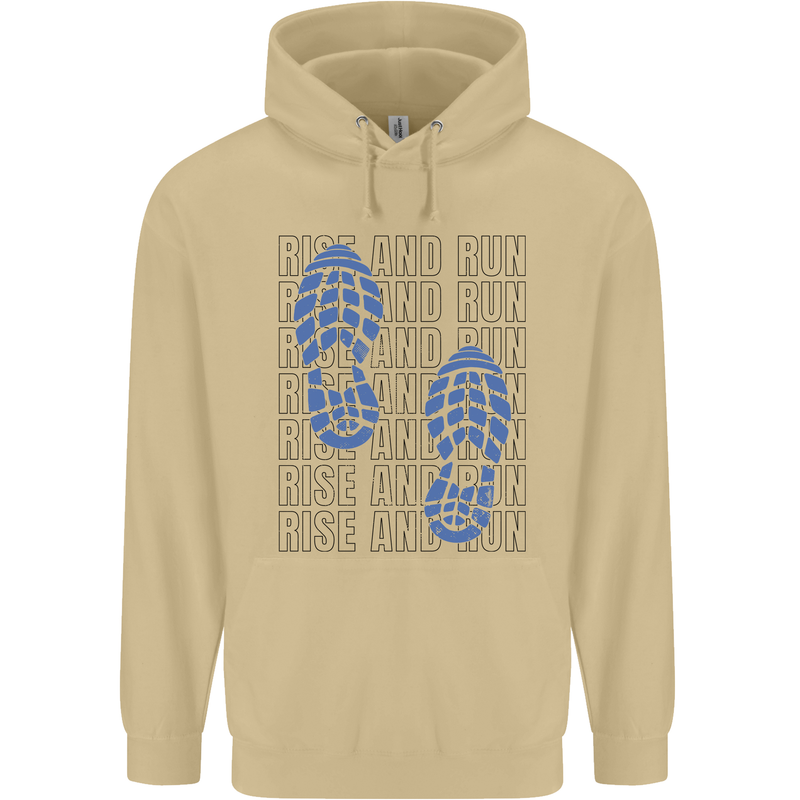 Rise & Run Running Marathon Cross Country Runner Mens 80% Cotton Hoodie Sand
