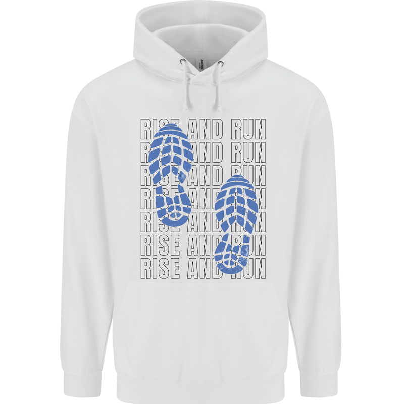 Rise & Run Running Marathon Cross Country Runner Mens 80% Cotton Hoodie White