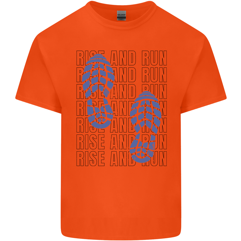 Rise & Run Running Marathon Cross Country Runner Mens Cotton T-Shirt Tee Top Orange