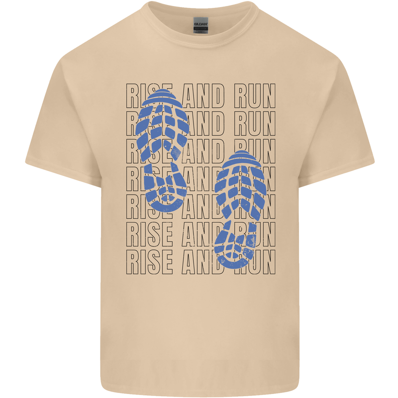 Rise & Run Running Marathon Cross Country Runner Mens Cotton T-Shirt Tee Top Sand