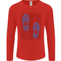 Rise & Run Running Marathon Cross Country Runner Mens Long Sleeve T-Shirt Red