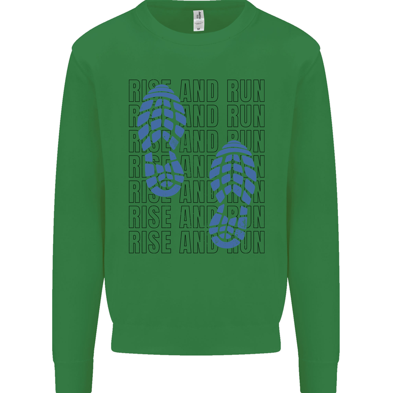 Rise & Run Running Marathon Cross Country Runner Mens Sweatshirt Jumper Irish Green