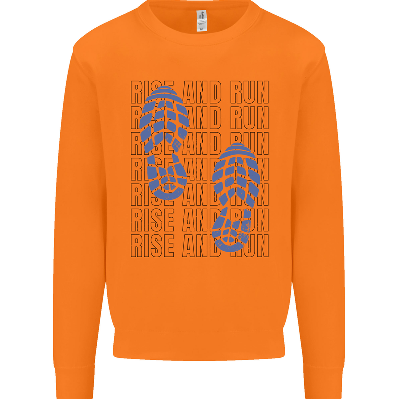Rise & Run Running Marathon Cross Country Runner Mens Sweatshirt Jumper Orange