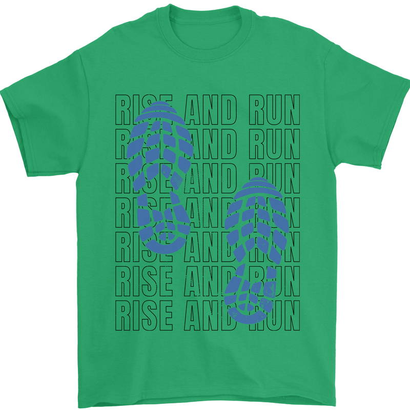 Rise & Run Running Marathon Cross Country Runner Mens T-Shirt 100% Cotton Irish Green