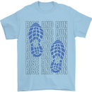 Rise & Run Running Marathon Cross Country Runner Mens T-Shirt 100% Cotton Light Blue