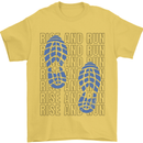 Rise & Run Running Marathon Cross Country Runner Mens T-Shirt 100% Cotton Yellow