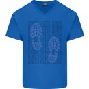 Rise & Run Running Marathon Cross Country Runner Mens V-Neck Cotton T-Shirt Royal Blue