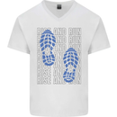 Rise & Run Running Marathon Cross Country Runner Mens V-Neck Cotton T-Shirt White