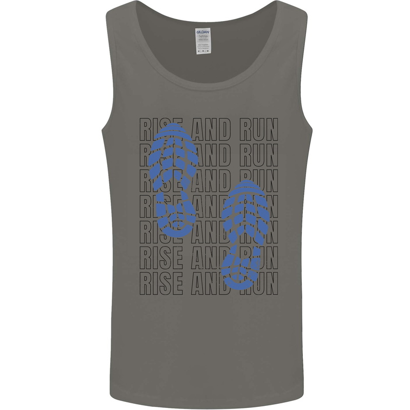 Rise & Run Running Marathon Cross Country Runner Mens Vest Tank Top Charcoal