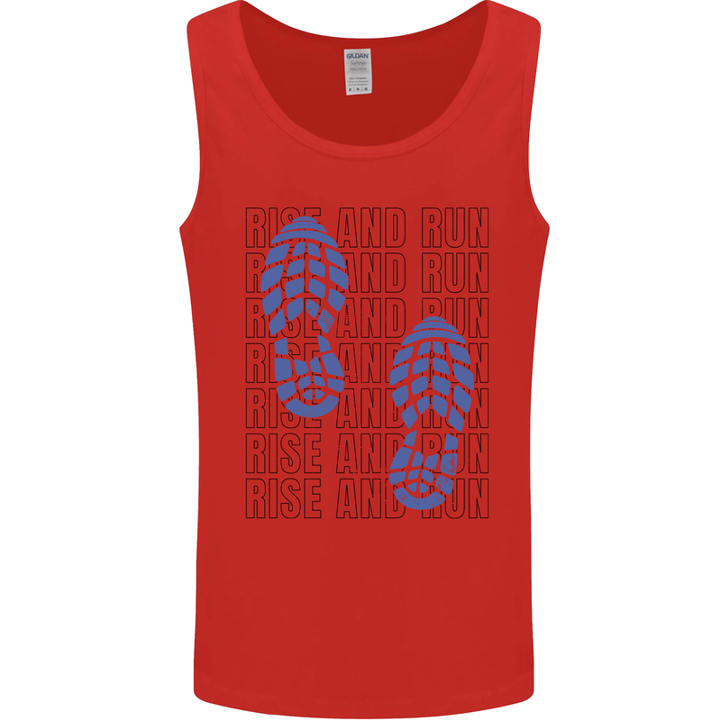 Rise & Run Running Marathon Cross Country Runner Mens Vest Tank Top Red