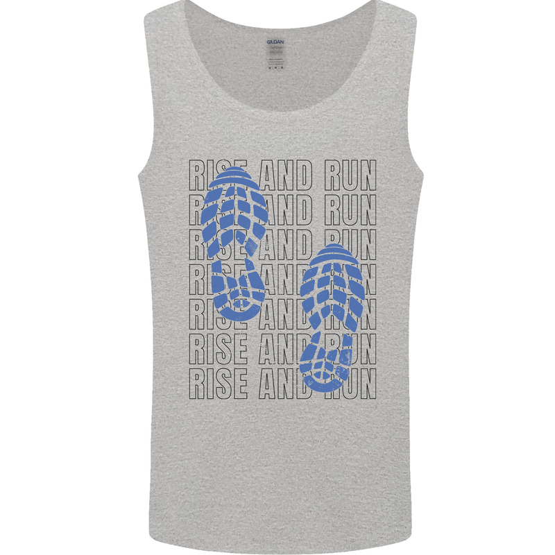 Rise & Run Running Marathon Cross Country Runner Mens Vest Tank Top Sports Grey