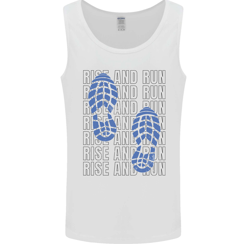 Rise & Run Running Marathon Cross Country Runner Mens Vest Tank Top White