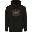 Road Trip Motorcycle Biker Motorbike Mens 80% Cotton Hoodie Black