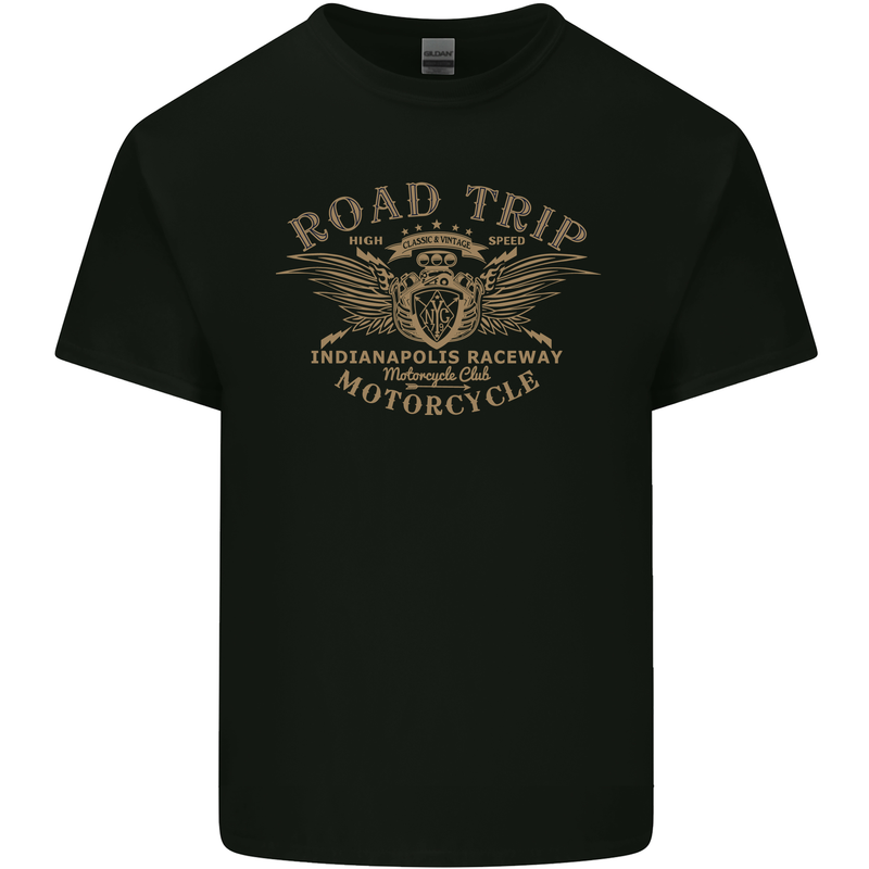 Road Trip Motorcycle Biker Motorbike Mens Cotton T-Shirt Tee Top Black