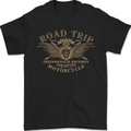 Road Trip Motorcycle Biker Motorbike Mens T-Shirt 100% Cotton Black