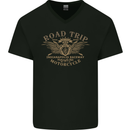 Road Trip Motorcycle Biker Motorbike Mens V-Neck Cotton T-Shirt Black