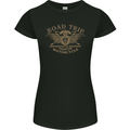 Road Trip Motorcycle Biker Motorbike Womens Petite Cut T-Shirt Black