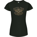 Road Trip Motorcycle Biker Motorbike Womens Petite Cut T-Shirt Black