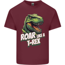 Roar Like a T-Rex Dinosaur Mens Cotton T-Shirt Tee Top Maroon