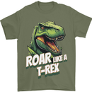 Roar Like a T-Rex Dinosaur Mens T-Shirt 100% Cotton Military Green