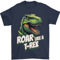Roar Like a T-Rex Dinosaur Mens T-Shirt 100% Cotton Navy Blue