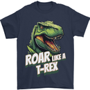 Roar Like a T-Rex Dinosaur Mens T-Shirt 100% Cotton Navy Blue