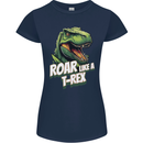 Roar Like a T-Rex Dinosaur Womens Petite Cut T-Shirt Navy Blue