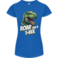 Roar Like a T-Rex Dinosaur Womens Petite Cut T-Shirt Royal Blue