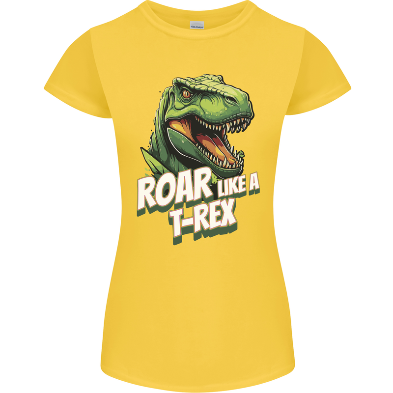 Roar Like a T-Rex Dinosaur Womens Petite Cut T-Shirt Yellow