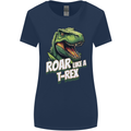 Roar Like a T-Rex Dinosaur Womens Wider Cut T-Shirt Navy Blue