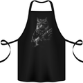 Rock Cat with an Electric Guitar Cotton Apron 100% Organic Black