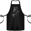 Rock Cat with an Electric Guitar Cotton Apron 100% Organic Black
