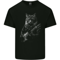 Rock Cat with an Electric Guitar Mens Cotton T-Shirt Tee Top Black