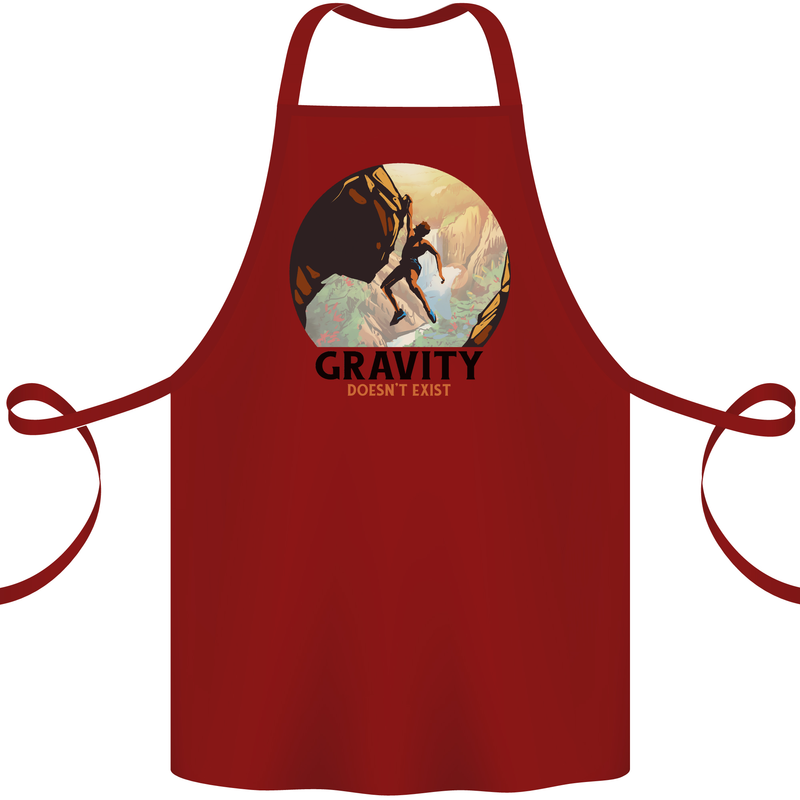 Rock Climbing Gravity Doesnt Exist Climber Cotton Apron 100% Organic Maroon